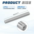 thumbnail image 2 of Uxcell 2Pack M8x55mm 316 Stainless Steel Fully All Threaded Rod Studs, 1.25mm Pitch, 2 of 6