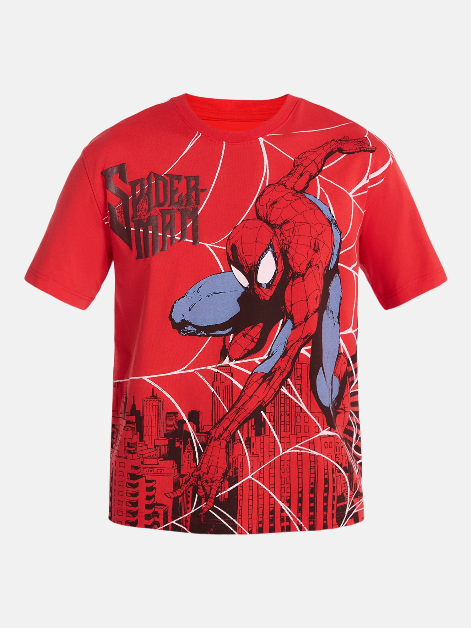 Spider-Man Men's Oversized Graphic Print Tee with Short Sleeves, Sizes S-3XL