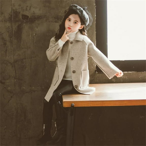 Spazoro Toddler Girls Jackets, Fall Winter Long Sleeves Warm Casual Cardigans for Kids Girls Beige Size 2 T