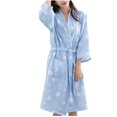 thumbnail image 2 of Puntoco Conjuntos de pijama cómodos para mujer, cárdigan de gasa de doble capa con estampado de hojas de arce y cordones, ropa de baño y ocio, 2 of 3