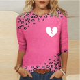 thumbnail image 2 of Goodeals Valentines Day Shirts for Women Plus Size Blouses Love Heart Graphic Tees Soft Comfy /4 Length Sleeve Pullover Top Crewneck Loose Tunic Tees(Pink,L), 2 of 5