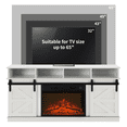 thumbnail image 3 of PAPROOS Fireplace TV Stand for 65 Inch TV, Barn Door Farmhouse TV Cabinet with 23'' Electric Fireplace, Entertainment Center Television Console Table for Living Room, White, 3 of 5