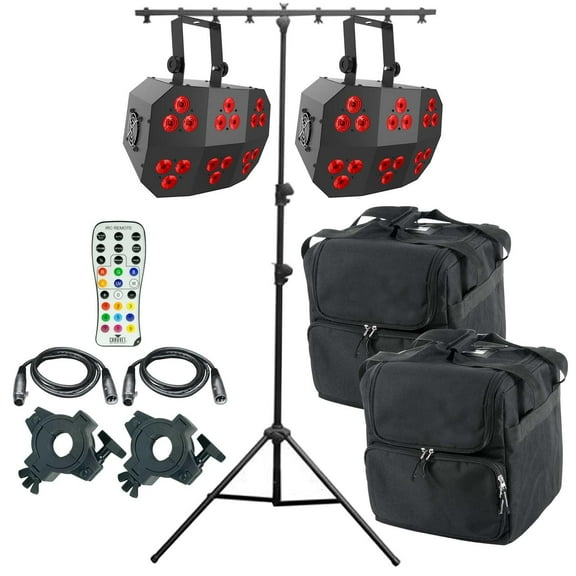 (2) Chauvet DJ Wash FX 2 Multi-Purpose Effect Lights with Infrared Remote Control & T-Bar Tripod Package