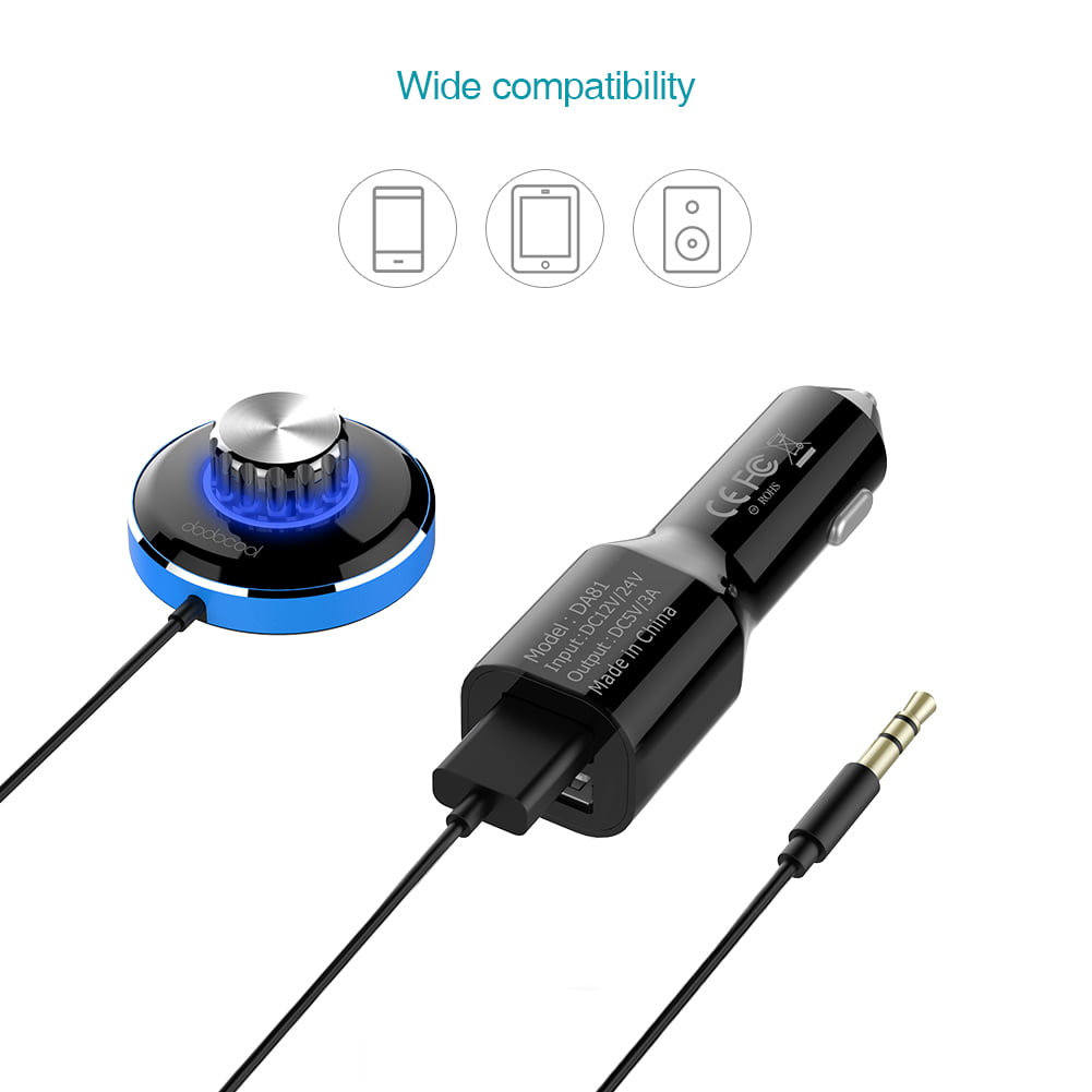 AUX Bluetooth Adapter Hands Free Car Kit Audio Receiver Support Siri & Android 