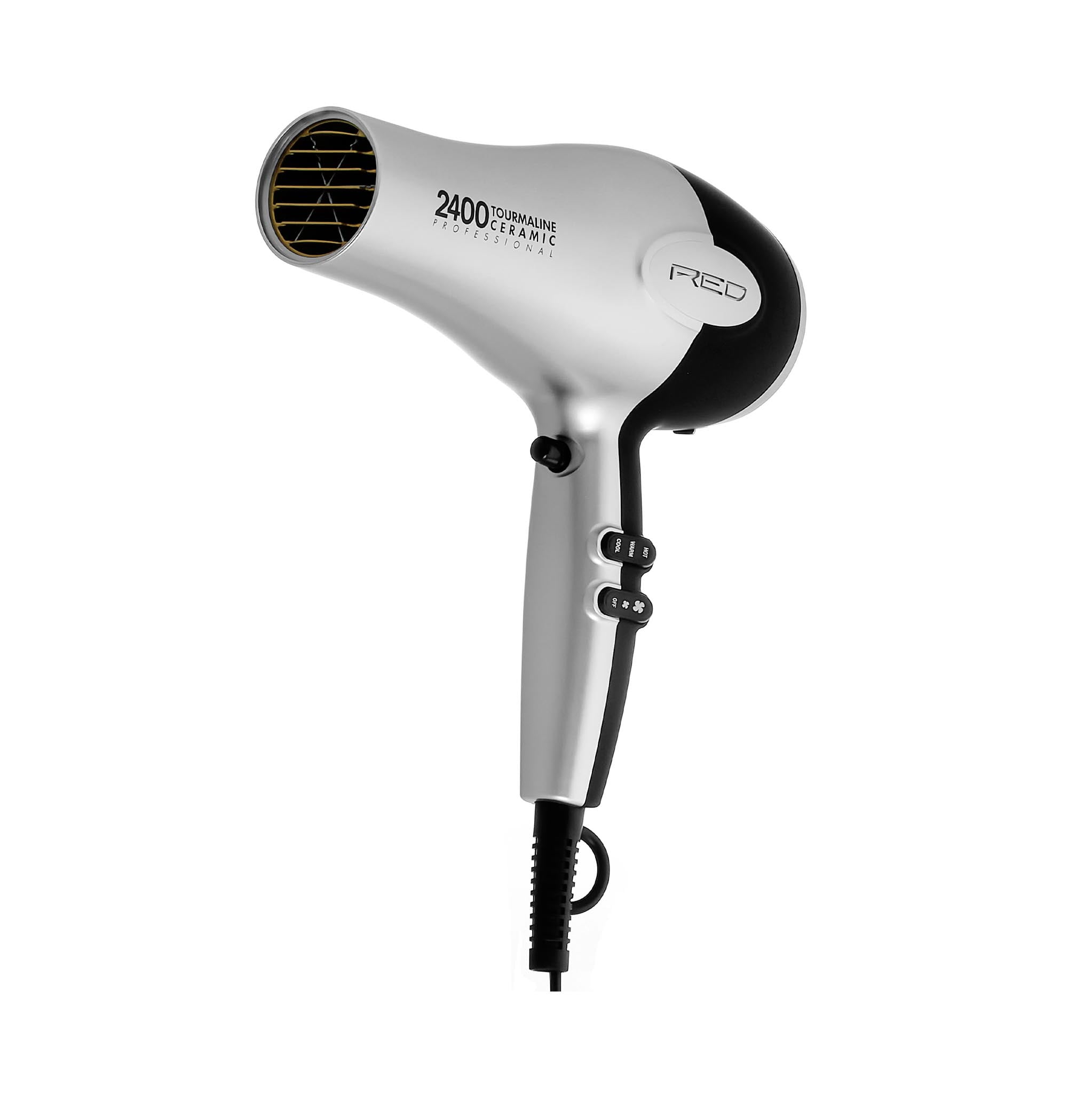 RED by Kiss Hair Dryer 2400 Tourmaline Ceramic Technology, Professional Blow Dryer, Maximum Shine, Fast Drying, Adjustable Settings, 3 Attachments, Salon Quality