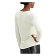 thumbnail image 2 of ALFANI Womens Ivory Textured Glitter Knot-front Metallic Long Sleeve V Neck Top L, 2 of 4
