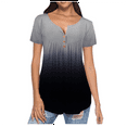 thumbnail image 2 of Gray Women's Short Sleeve T-shirt, T V Neck Gradient Shirts Tops Women Shortsleeve Size Plus Tank Pullover Women'S Blouse,Women's Short sleeve T-shirt XXL, 2 of 5