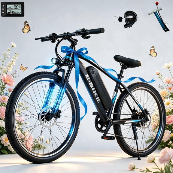 XKJ Electric Bike for Adults, Ebike, Electric Bicycle with 576WH Removable Battery,26" Mountain Ebike 25MPH,40  Miles(MAX),800W High Motor,Multi-Shock Absorption,Commuting,UL2849