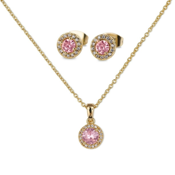 Set de Joyería para Mujer Oro 14k LuckyLy, Collar y Aretes, Modelo Judy rosa UNITALLA
