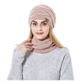 thumbnail image 3 of Nooxsoe Warm Winter Beanie Hat & Scarf Set Winter Warm Bonnet Women Thermal Beanie Thick Warm Hat Warm Knitted Neck Scarf Snow Knit Cap Winter Headwear Womens Hats Pink One Size, 3 of 8