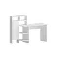 thumbnail image 4 of Modern Writing Desk with 6- Shelf Bookcase, Computer Workstation, White and Oak, 4 of 5