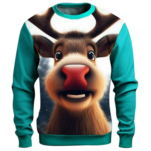 Playeras Negras Hombre Algodon Camiseta Con Capucha De Cuello Redondo De Navidad Para Hombre Reno Feliz Navidad