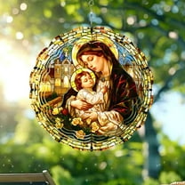 Sinkoo Wind Spinners Outdoor Virgin Mary, 12 inch 3D Kinetic Hanging Sculpture, Stainless Steel Wind Spinner, Unique Gifts for Women Men, for Outside Garden Patio Yard Decor