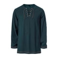 thumbnail image 2 of Guluxicc Cotton Shirts for Men Drawstring V Neck Long Sleeve Tops for Beach Vacation Wear Spring Summer Casual Outfits, 2 of 7