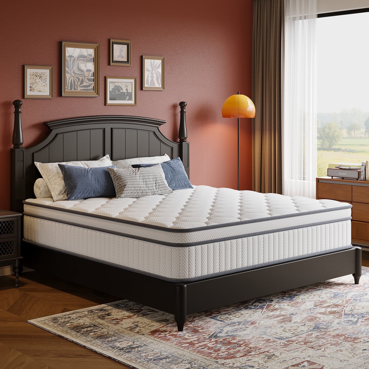 12 inch King Mattress in a Box, Medium Firm Cooling Gel Memory Foam Box Springs Hybrid Mattress King Size