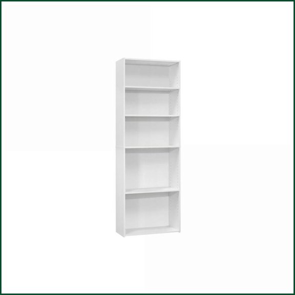 Bookshelf, 6 Tier 72” H Transitional Style White Laminate | White | Particle Board
