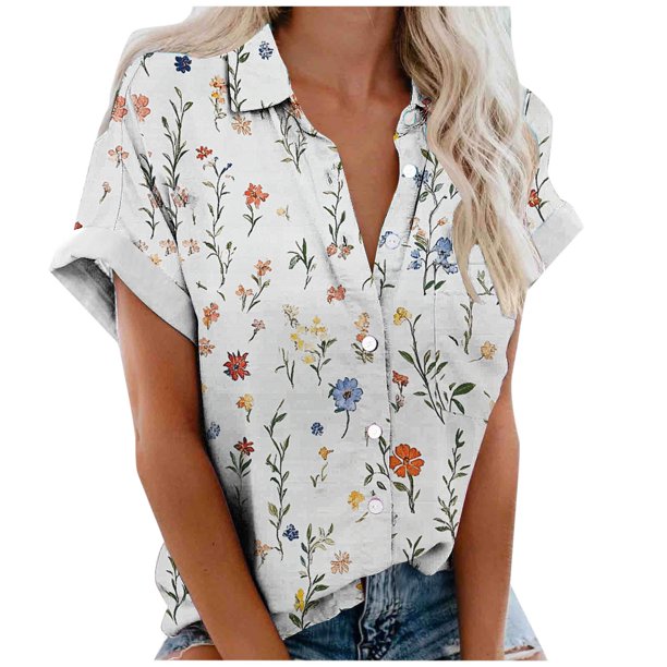 Eres Más Que una Camisa de Puntuación de Prueba Turndown Collar Impreso Blusa, Manga Corta Moda Casual Top