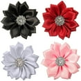 thumbnail image 4 of 10 Pcs 4cm Satin Ribbon Flowers Shiny Rhinestone Appliques DIY Wedding Craft, 4 of 8