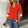 thumbnail image 2 of HAiming Polka Dots Blouses for Women Dressy Casual 3/4 Length Sleeve V Neck Loose Tops Basic Shirt Fall Trendy Clothes, 2 of 7