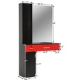 thumbnail image 4 of BarberPub Dressers Black Barber Station Mirror with 2 Stylish Drawers 3036, 4 of 7
