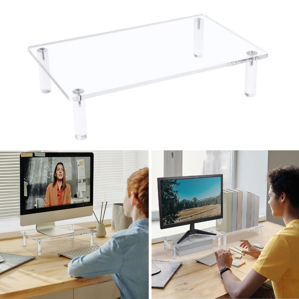 Acrylic Monitor Stand Clear Computer Heighted Base Keyboard Laptop Bracket Rack