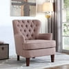 Button Tufted Accent Chair with Nailhead, Brown Color
