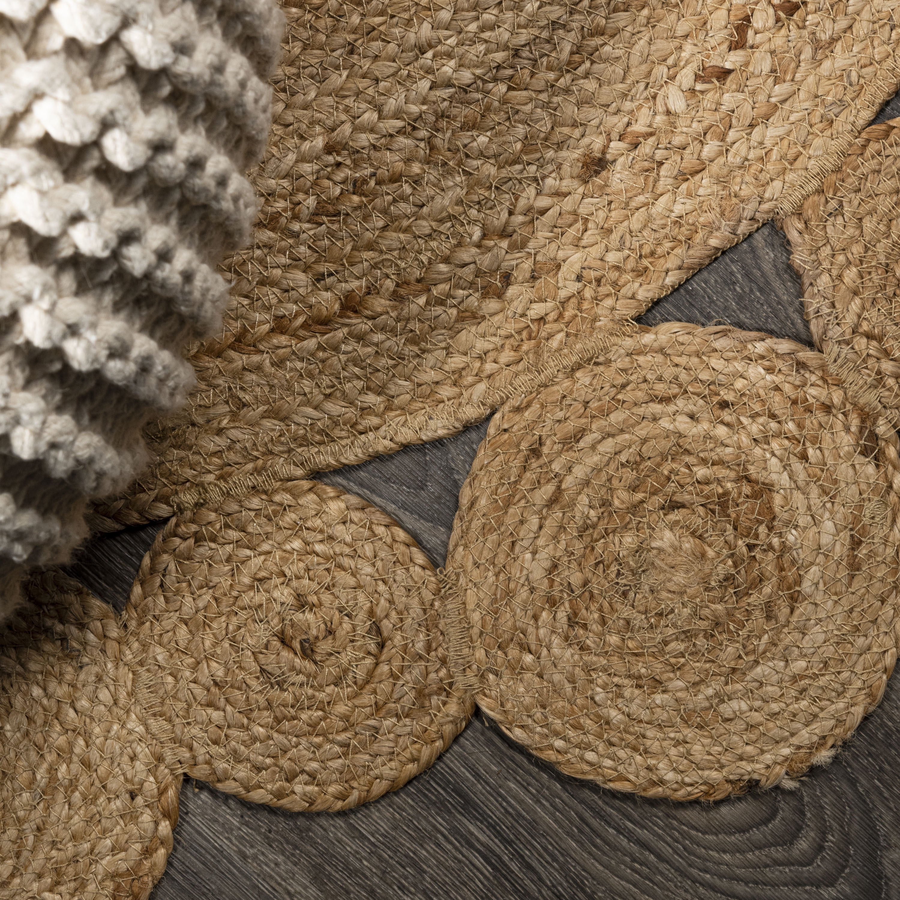 JONATHAN Y ANSA 6' Round Area Rug, Eden Jute Hippie Circle - Natural, RNF102A-6R