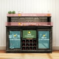thumbnail image 6 of HOMCOM Farmhouse Coffee Bar Cabinet with LED Lights and Sliding Barn Doors, 55" Wine Bar Cabinet with Wine Racks and Glass Holder, Distressed Brown, 6 of 9