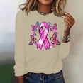 thumbnail image 4 of VKOYWKM Pink Breast Cancers Shirt Women Long Sleeve Pink Ribbon Graphic Cancer Survivor T-Shirt Breast Cancer Crew Neck Pullover Fall Blouses, 4 of 4