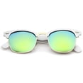 thumbnail image 2 of zeroUV Unisex Premium Half Frame Colored Mirror Lens Horn Rimmed Sunglasses 50mm (White-Gold / Yellow Mirror) - 50mm, 2 of 5