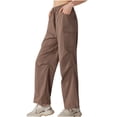 thumbnail image 2 of Womens plus $15 & under! Yoga Pants for Women Plus Size Fashion Summer Solid Three Sprint Pants Loose High Waist Drawstring Straight Leg Fitness Wide Leg Casual Yoga Pants, 2 of 6