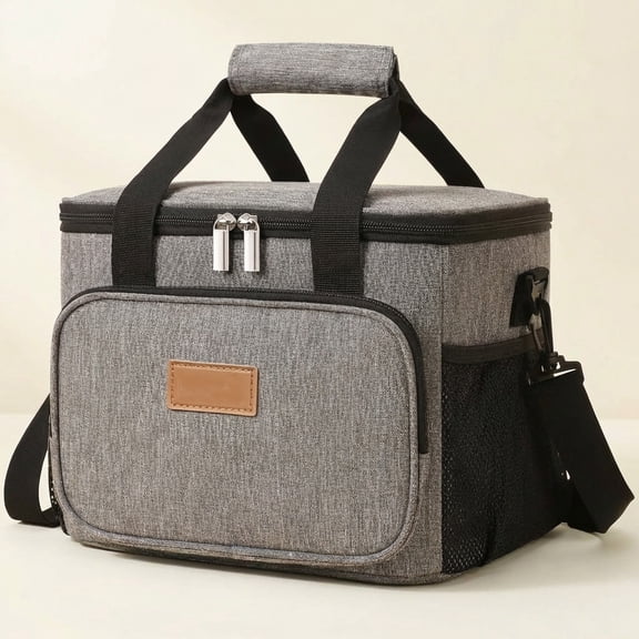 Luncia Large Insulated Lunch Bag Cooler Tote – Soft 12-Can Lunch Box for Adults, Men & Women, 9L, Gray