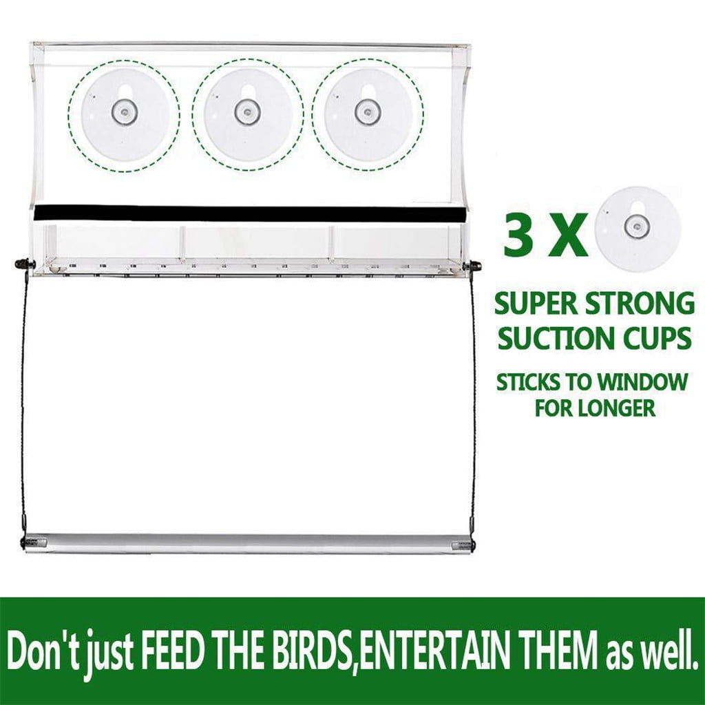 LACKUST Bird Feeders Outdoor Clearance,Window Bird Feeder with Extended Roof and Sliding Tray for Easy Drainage,Multicolor