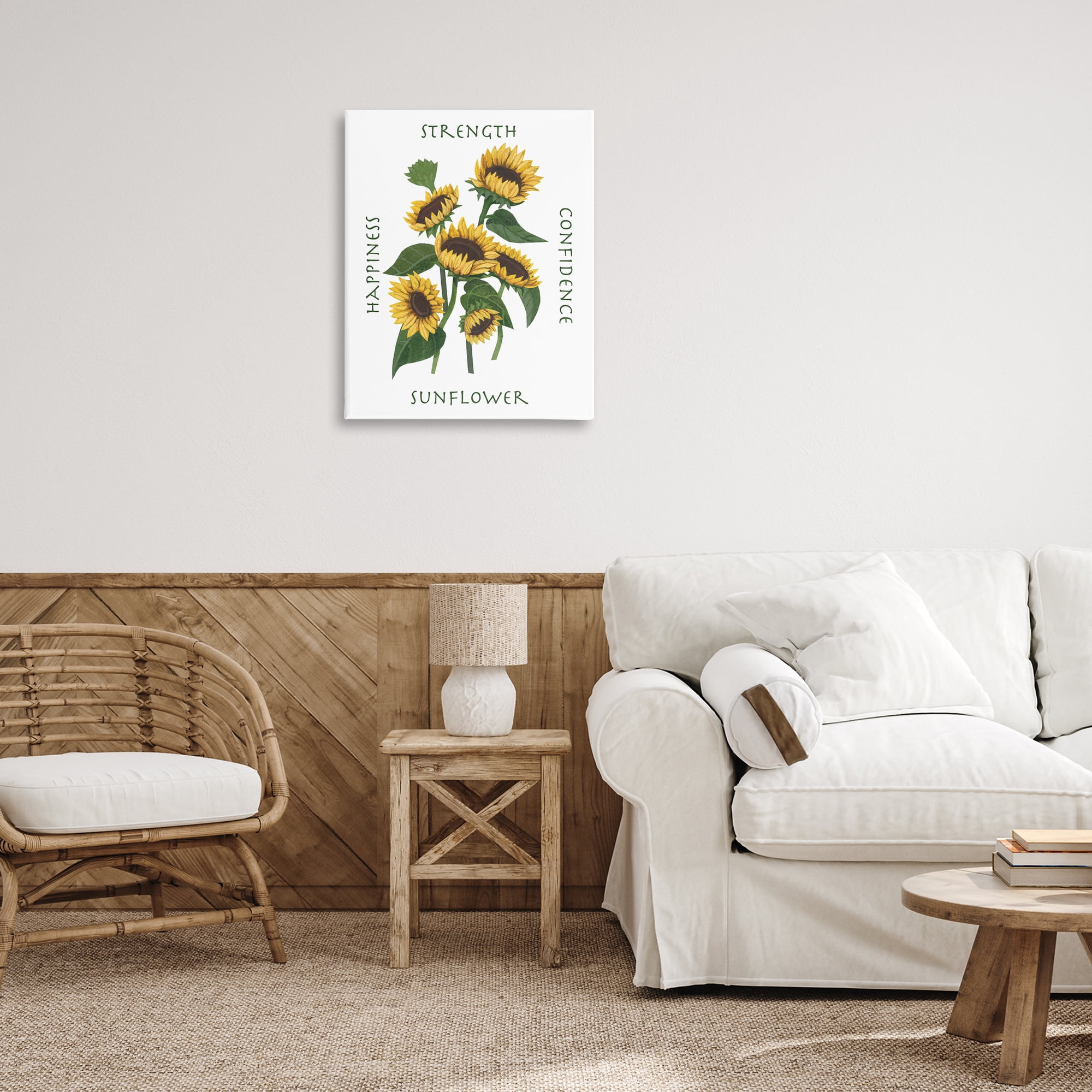 Stupell Industries Inspirational Words Sunflower Botanical & Floral Painting Gallery Wrapped Canvas Art Print Wall Art, 24 x 30