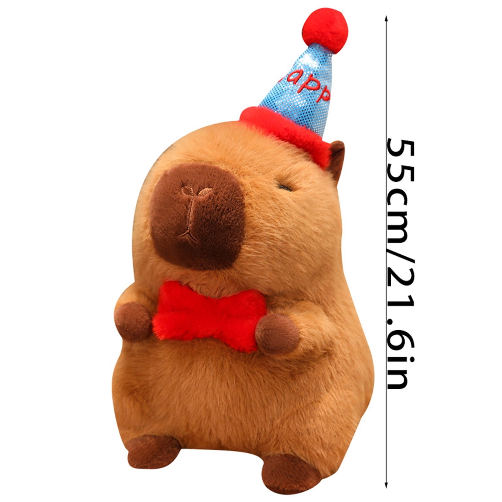 21.6" Capybara Plushies Toy - Wearing A "Happy" Hat - Cuddly Soft Huggable Stuffed Animals Plush Pillows, Birthday Chirstmas Graduation Back to School Perfect Gifts for Women Teens & Fans