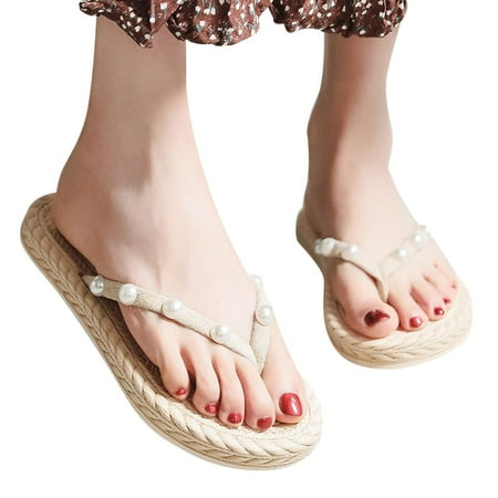

Aayomet Cute Slippers For Women Womens Braided Heeled Sandals Backless Square Open Toe Block Strappy Slip On Slide Shoes Beige 7