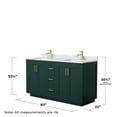 thumbnail image 5 of Wyndham Collection Miranda 60" Plywood Double Bathroom Vanity in Gold/Green, 5 of 6