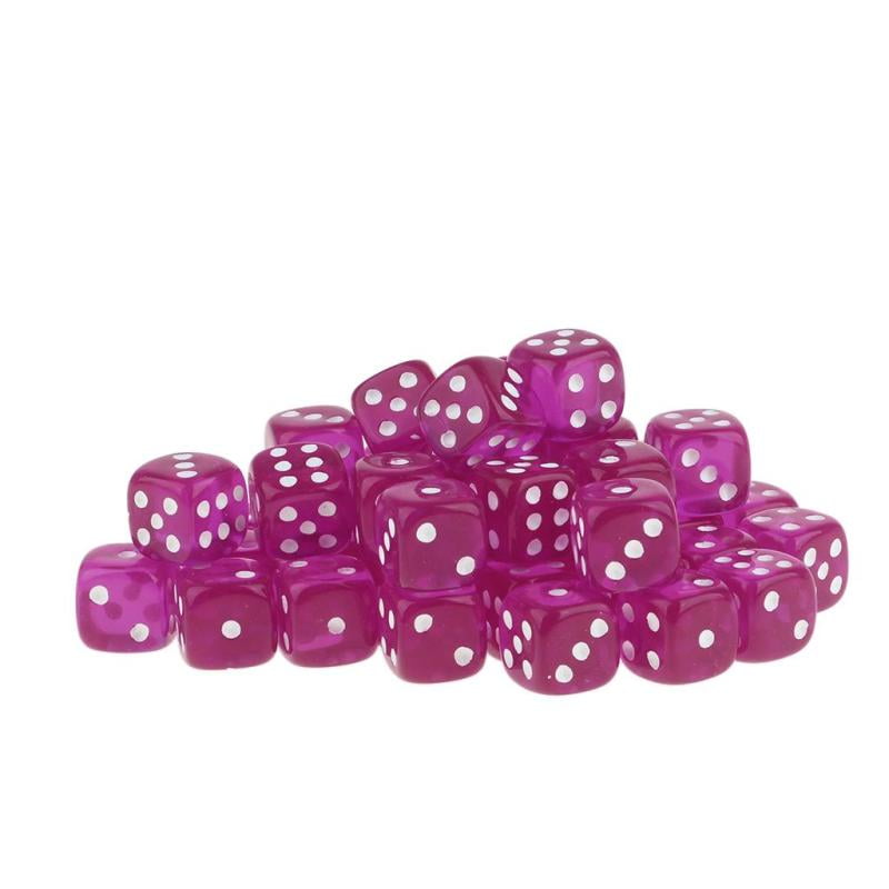 12mm 50Pcs Opaque Six Sided Spot Dice Games D6 RPG Playing Toys Purple 