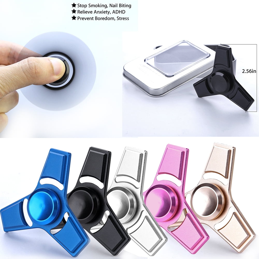 ALUMINUM TRI FIDGET HAND SPINNER EDC TOY FOR ADHD AND AUTISM Silver 