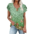 thumbnail image 2 of Womens Plus Size Tops,Womens Blouses Clearance,Fashion Women's Summer V-Neck Short Sleeve Print Casual T-shirt Blouse Shirt Best Sell, 2 of 4