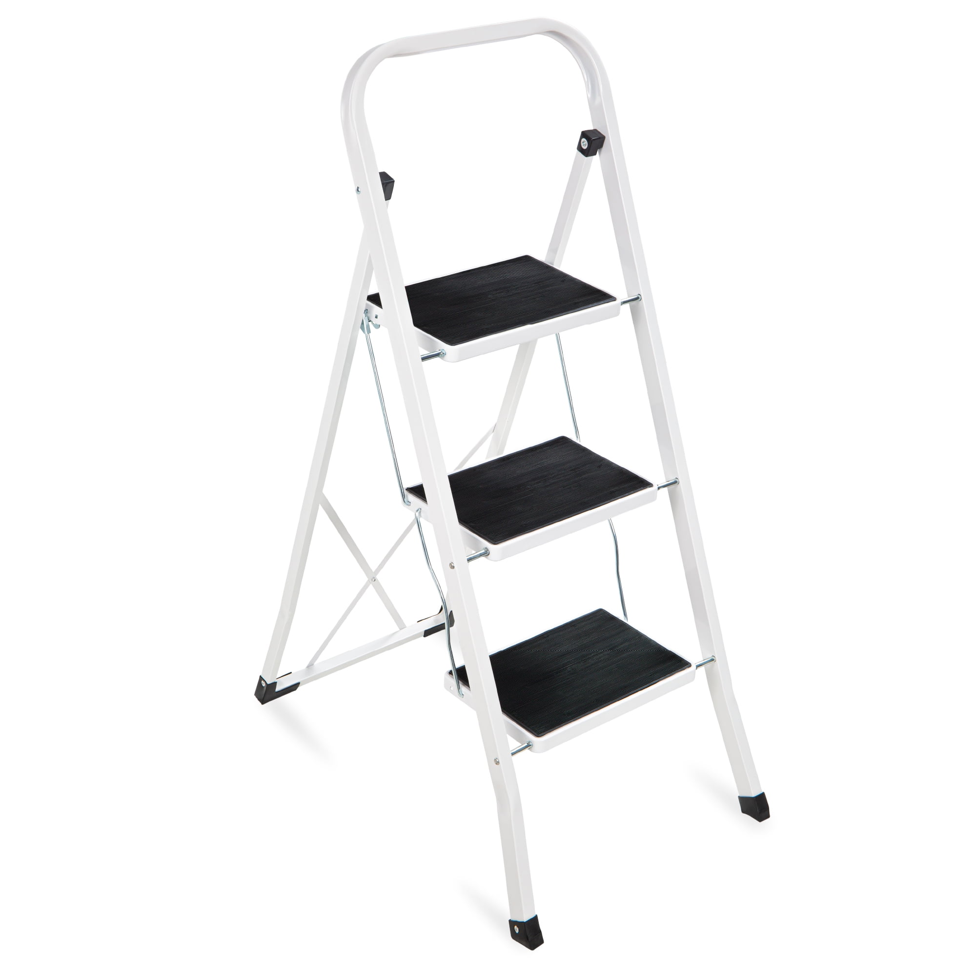 BAOYOUNI 5 Step Ladder Folding Step Stool Heavy Duty Stepladders with Safety Handle and Anti-Slip Wide Pedal Multi-Purpose Household Tool for Home Office Garage