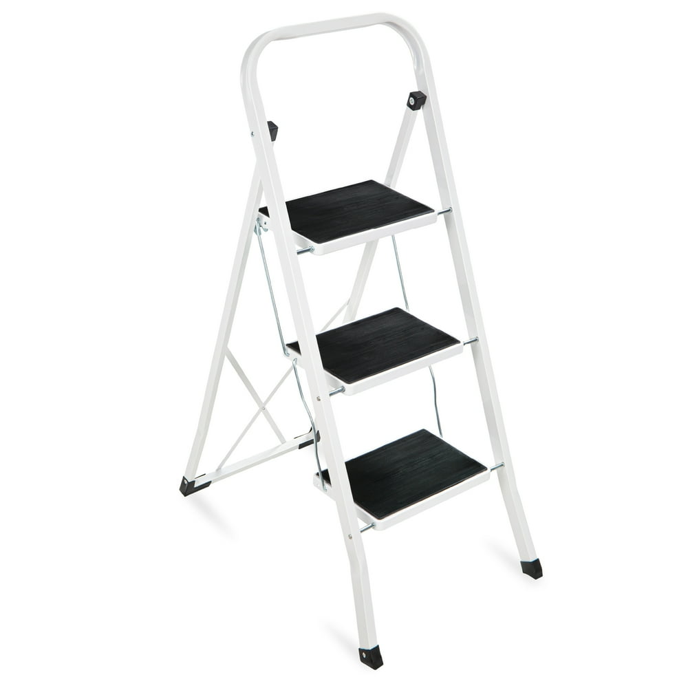 Best Choice Products 3-Step Steel Ladder, Folding Portable Step Stool w/ Non-Slip Feet, Rubber 