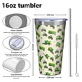 thumbnail image 4 of 16oz Tumblers Cartoon Tractors Green Beige Pattern Stainless Steel Vacuum Insulated Double Wall Travel Tumbler Cups Mug with Lid and Straw,Cleaning Brush for Coffee,Tea, 4 of 4