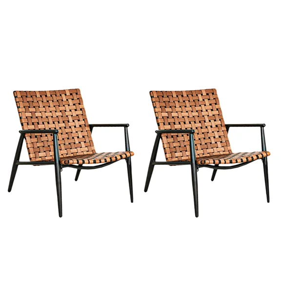 EVERITE 2-Piece  Aluminum Wicker Patio Chair, Weatherproof Outdoor Seating