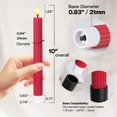 thumbnail image 4 of WYZworks 10" Fluted Ribbed LED Red Grooved Pillar Candles, Remote & 24h Timer Memory, On/Off Switch - Flameless Dimmable Battery Operated w/Flicker Mode, Home Wedding Decor (6 Pack), 4 of 8