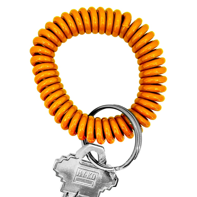 Clear Wrist Coil Key Chain with ID Strap Clip (2140-6200) And 7/8  Nickel-Plated Split Ring (P/N 2140-6200) and more Colored Plastic Wrist  Coils at