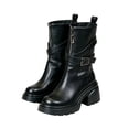 thumbnail image 4 of Viluyesy Womens Ankle Booties Platform Chunky Heel Combat Motorcycle Zipper Buckle Strappy Lug Sole Faux Leather Edgy Everyday Footwear Black Size 9.5, 4 of 8