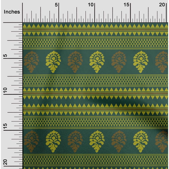 oneOone Cotton Flex Lime Green Fabric Ethnic Block Fabric For Sewing Printed Craft Fabric By The Yard 40 Inch Wide