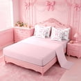 thumbnail image 3 of Manfei Aesthetic Pink Bowknot 7-Piece Twin Bedding Sets For Kids,Letter H Monogram Letter Bedding Comforter Set For Girly,Pink Reversible, 3 of 7