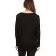 thumbnail image 4 of Women's Solid Long Sleeve Jersey Dolman Style Boat Neck Casual Tee Top S-3XL, 4 of 5